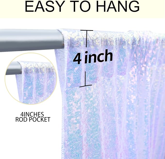 2×8FT-4PCS Mermaid Purple Sequin Backdrop Curtains Panels, Photography Backdrop - Image 5
