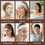 3PCS Workout Headbands for Women - Non Slip Gym Headband for Women, Fabric Elastic Sweat Band Pack, 3 Colors Stretchy Headbands for Yoga Running Sports, Fashion Accessories(Black White Brown)