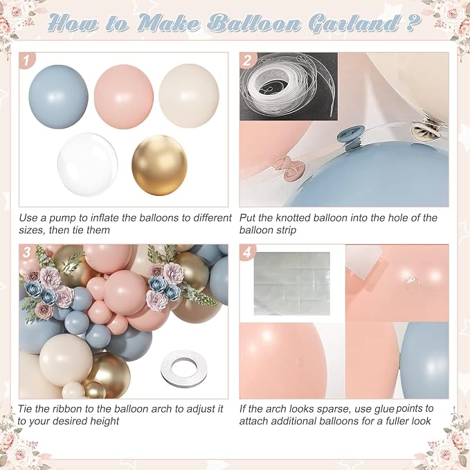 Gender Reveal Pink Blue Balloon Arch Kit Baby Shower Decorations | 126Pcs Pink - Image 7