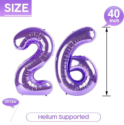 26 Balloon - Purple Birthday Number Balloons, 40 Inch Decorations Men Women | - Image 5