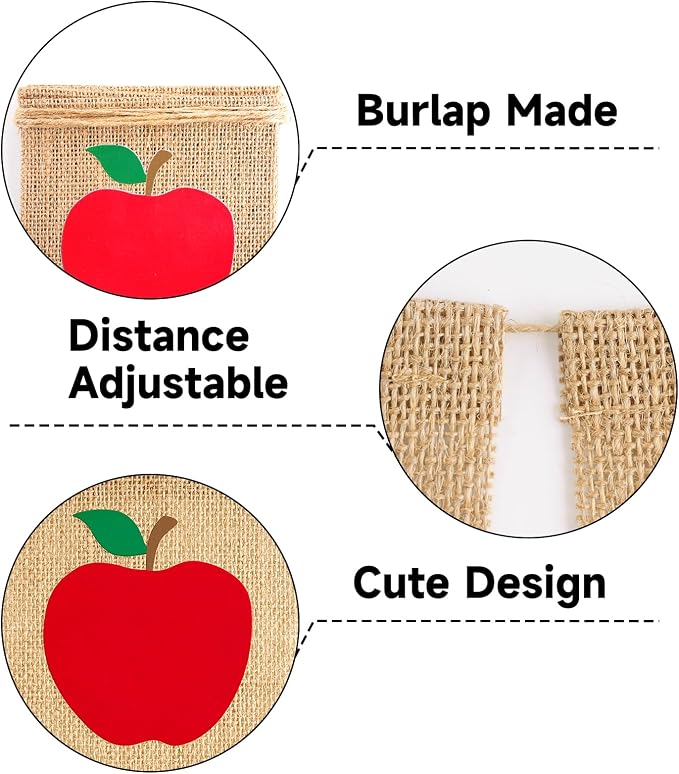 Back to School Burlap Banner NO DIY First Day of School Banner Pre-Strung | - Image 3