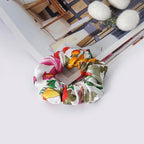 19Momme Silk Scrunchie Thick Hair Ties for Curly Hair, No Slip Hair Bands for Women, Vintage Satin Hair Accessories (Light Summer Blossoms)