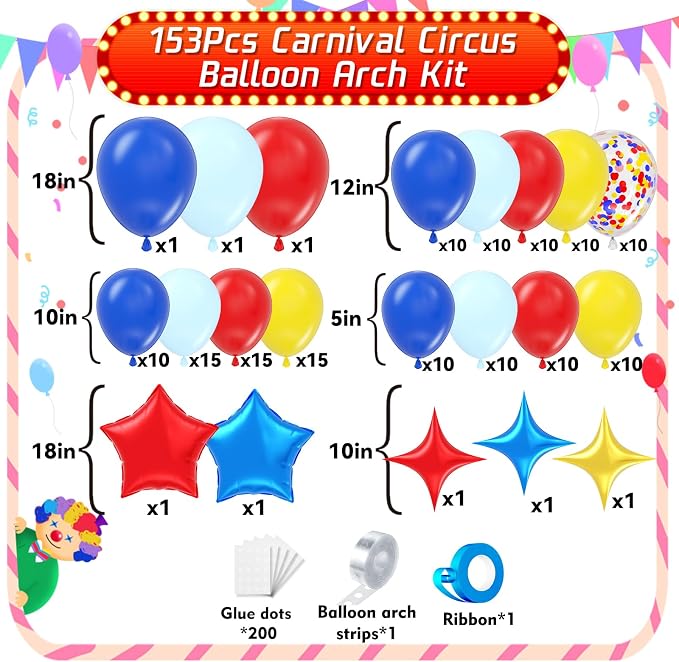 Carnival Circus Balloon Garland Arch Kit 153pcs - Image 2
