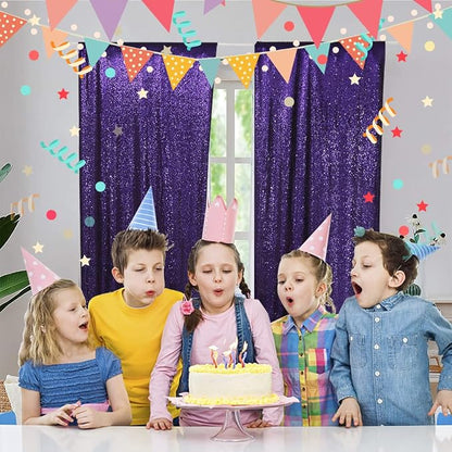 Poise3EHome Purple Sequin Backdrop Curtain, 4 Panels 2FTx8FT Glitter Background - Image 7