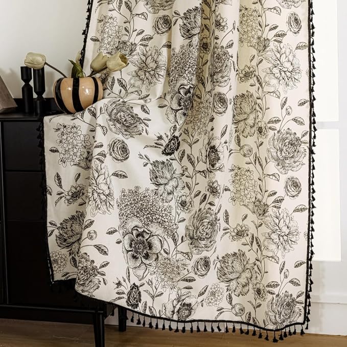 F-CHU Floral Printed Curtains Curtains Living Room Drapes 72 Inch Length Cotton - Image 8