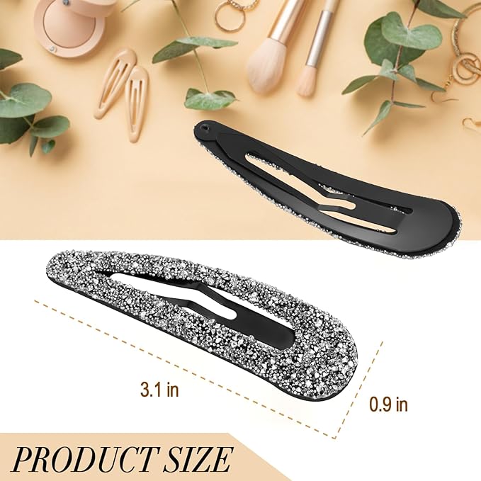 2PCS Rhinestone Hair Clips,Snap Hair Accessories,Decorative Hair Clips,Rhinestone Barrettes For Women Girls(SET19)