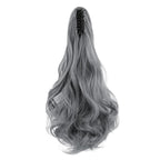 Claw Clip Ponytail Extension 18" Clip in Wavy Ponytail Hair Extensions Long Pony Tails for Women Extensions Granny Gray Wave Hairpiece
