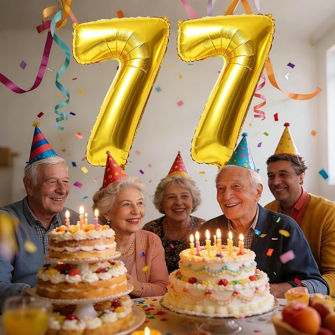 40 Inch Number 77 Balloons for 77th Birthday Party Decorations, 0-100 Gold - Image 2
