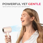 TYMO Ionic Hair Dryer for Women, High Speed Travel Blow Dryer for 5X Faster Drying & 0 Damage, Professional Portable Quiet Hairdryer with 400M Negative Ions, 4 Temps& 2 Speeds, 110,000 RPM, Gold Blush