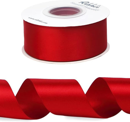 Ribbli Red Double Faced Satin Ribbon, 1-1/2” x Continuous 25 Yards, Use - Image 2