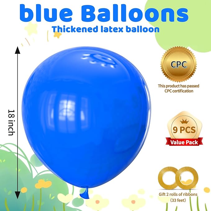 Blue Big Balloons 32pcs, 18 Inch Large Latex Giant Heavy Duty Balloons - Image 2