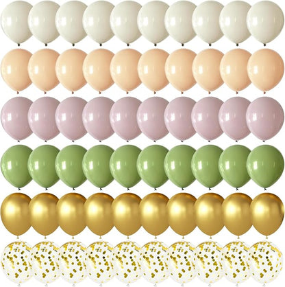 Pink and Green Balloons 12 Inch 60 Pcs Sage Green Dusty Pink Sand White by Searchbyoccasioncolorsize