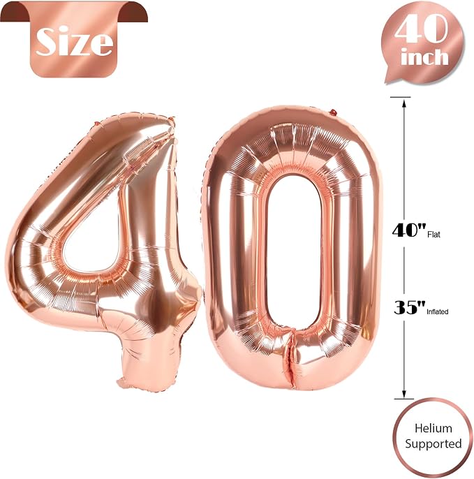 Rose Gold Number 40 Balloon 40 Inch - Image 5