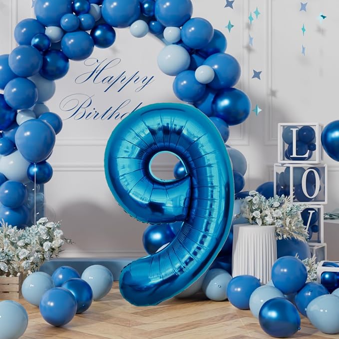 AULE 40 Inch 9 Blue Balloon Number Foil 0-9 Birthday Big Numbers | Birthday - Image 3
