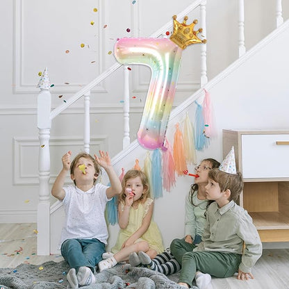 Stars Rainbow Gradient Number 0 Balloon, 40 Inch Giant Number 0 Balloon & Mini - Image 4