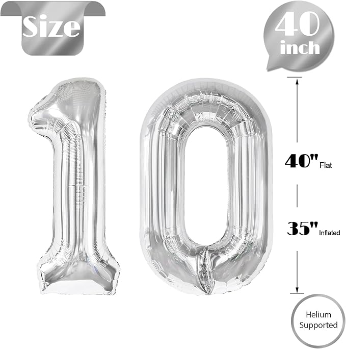 Silver Number 10 Balloon 40 Inch - Image 5