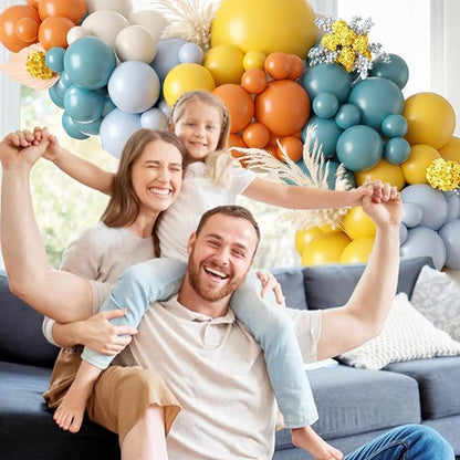 Retro Blue Mustard Yellow Balloon Arch Kit, Here Comes Balloon Garland - Image 6
