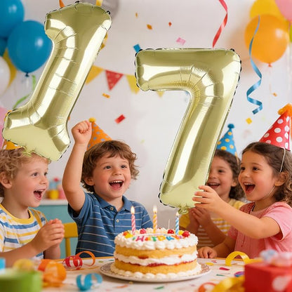 40 Inch Number 17 Balloons for 17th Birthday Party Decorations, 0-100 Champagne - Image 2