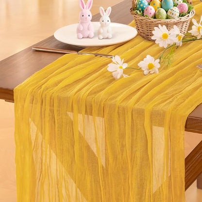 Cheesecloth Table Runner Summer Boho Wedding Birthday Party Home Decor | Gold by Socomi