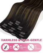 YoungSee Dark Brown Hair Extensions Clip ins Balayage Clip in Human Hair Extensions Dark Roots to Medium Brown Clip on Hair Extension for Women 14inch 120g