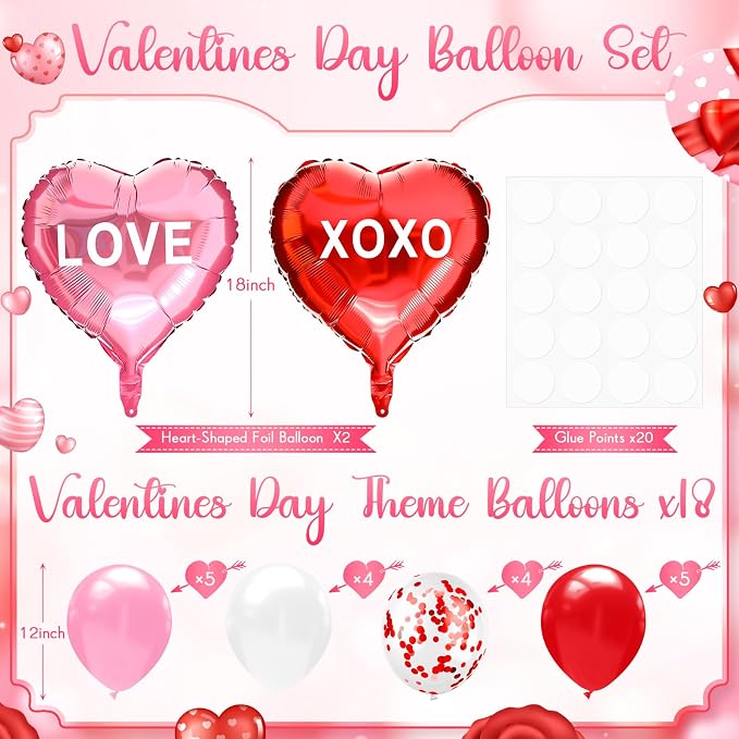 Seematn 2 Set Valentines Day Table Centerpiece Red Pink Balloon Stand Kit Heart - Image 2