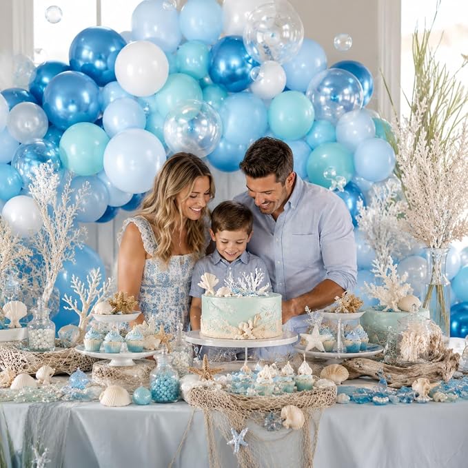 Ocean Under The Sea Balloon, 12 Inch Teal Blue Balloons Turquoise Blue and - Image 5