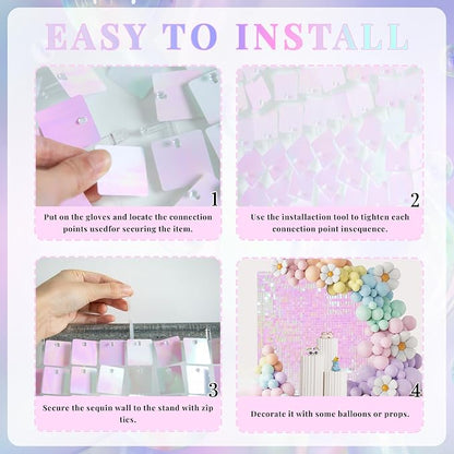 Shimmer Wall Backdrop Pink Wall Panels 24Pcs Square Sequin Shimmer Wall - Image 5