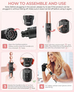 7 in 1 Curling Wand Set: Ohuhu Curling Iron Wand 7Pcs 0.35 to 1.25 Inch Interchangeable Ceramic Barrel Heat Protective Glove 2 Clips Dual Voltage Hair Curler Girl Women Mother Christmas Gift Rose Gold