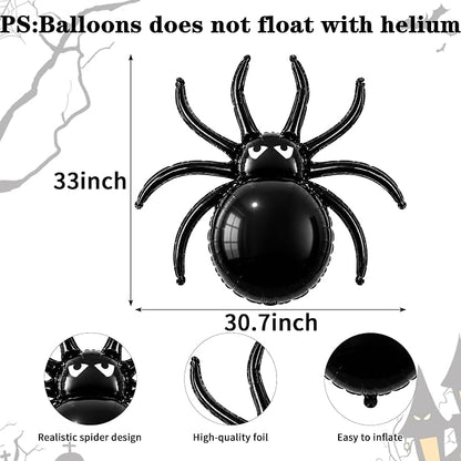 33inch Spider Foil Balloons Halloween Balloons Spider Party Decorations | Black - Image 2