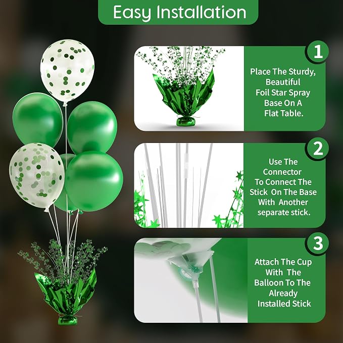 Green Balloon Table Centerpiece Kit, 6 Sets Green Balloon Stands - Image 5