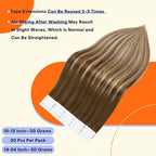 Full Shine Tape in Hair Extensions 20 Inch Color 4/27/60/8 Medium Brown Ombre Blonde and Ash Brown Invisible Double Sided Tape in Extensions Human Hair 20PCS Straight Remy Hair 50grams for Party
