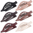 Flat Hair Clips for Women - 6 PCS French Flat Claw Clips Medium Hair Clips for Girls Large Hair Claw Clips for Thick or Thin Hair Strong Hold No Slip Hair Accessories for women (Brown Scarlet)
