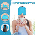 Head Ice Hat, Ice Cap for Head, Ice Head Wrap, Cold & Hot Therapy Reusable 360 Compression Flexible Ice Pack Wrap. Blue