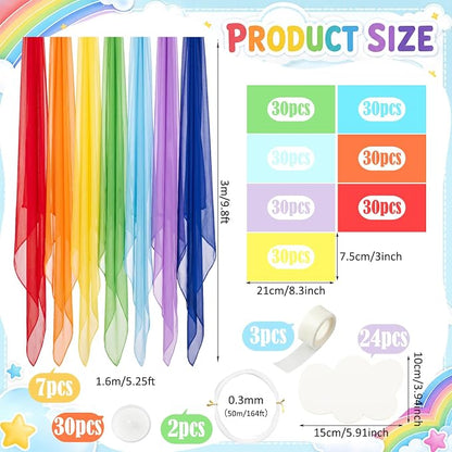 Fanfanwin 241 Pcs Rainbow Ceiling Decoration, 3D Hanging Rainbow Cloud Paper - Image 2
