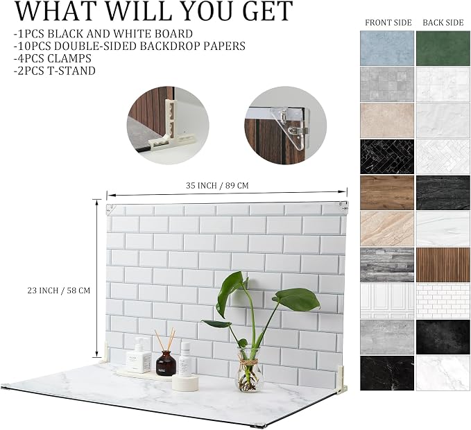 23 x 35 in Product Photography Backdrops, 10 Sheets, 20 Patterns | Double-Sided - Image 5