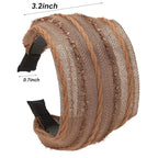 LONEEDY 4 Pack Wide Hard Headband with Teeth for Women, Girls’s Hair Band Pleated Cloth Fabric Hair Hoop Accessories (Mixed colors C)