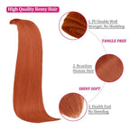 20 Inch 120g Copper Clip in Hair Extensions Real Human Hair, 8pcs Double Weft Hair Extensions Smooth Human Hair Kinky Straight Clip ins for Women Easy Application