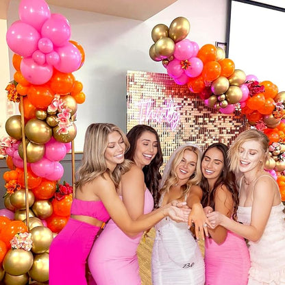 Pink and Orang Latex Balloons, Graduation, Tropical Party Decoration - Image 4