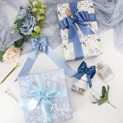 Ribbli Dusty Blue Satin Ribbon 1-1/2 Inch x 4 Rolls Total 40 Yards- Light - Image 4