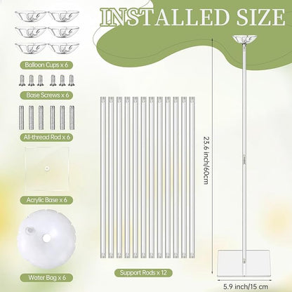 Aneco 6 Pieces Clear Acrylic Balloon Stand Set 23.6 Inches Height Balloon - Image 2