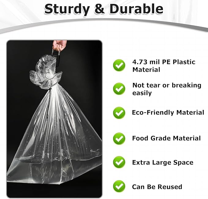 40 x 60 inches Extra Large Clear Drawstring Plastic Storage Bags, MoistureProof - Image 3