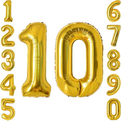 Gold Number 10 Balloon 40 Inch, Foil Numeral by Unknown