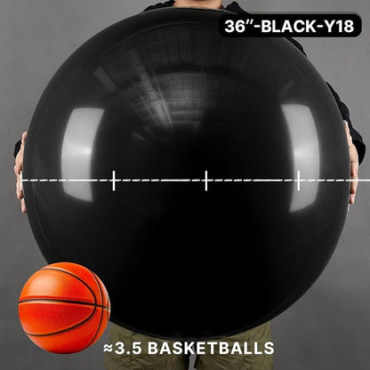 PartyWoo Black Balloons 4pcs Matte Latex Helium Balloons 36 Inch | Baby Shower - Image 2