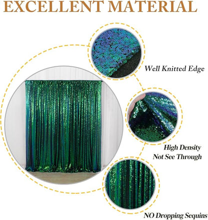 ShinyBeauty Sequin Backdrop 10x10FT Iridescent Green | Glitter Photo Background - Image 3