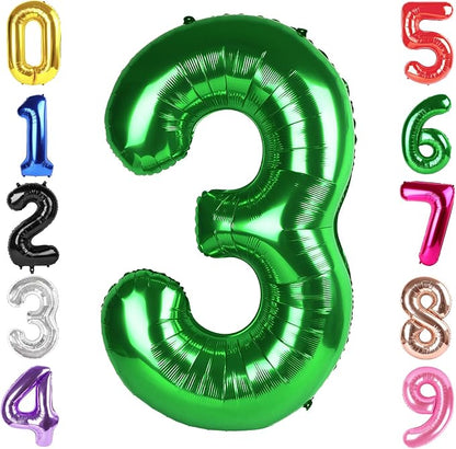 40 Inch Green Number 3 Balloon Birthday Party Decorations by Hadoife