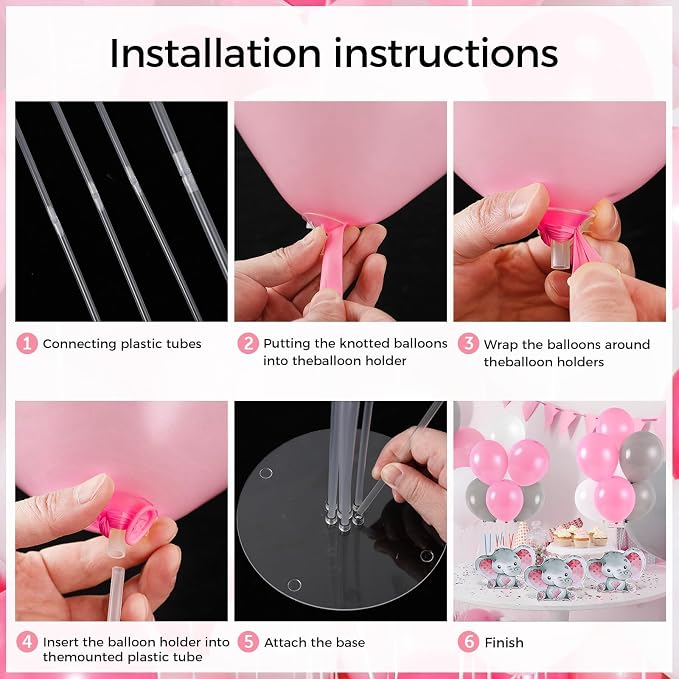 6 Sets Elephant Baby Shower Balloon Stand Kit - Image 4