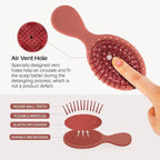 RHOS Mini Hair Brush for Women,Men and Kids-Travel Size Hair Brush for Purse,Pocket,backpack-Small Cushion Paddle Brush with Soft Bristles-Mini Detangler Brush for All Hair Types(1 Pack-Red)