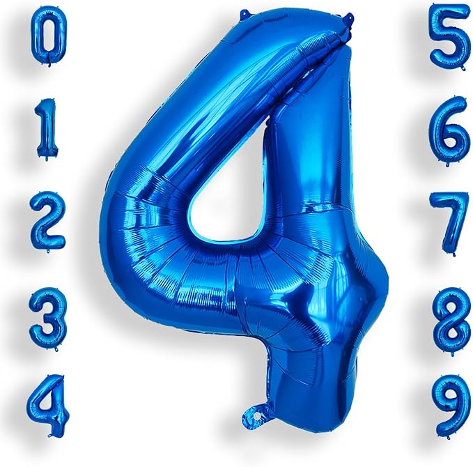 AULE 40 Inch 4 Blue Balloon Number Foil 0-9 Birthday Big Numbers | Birthday by AULE