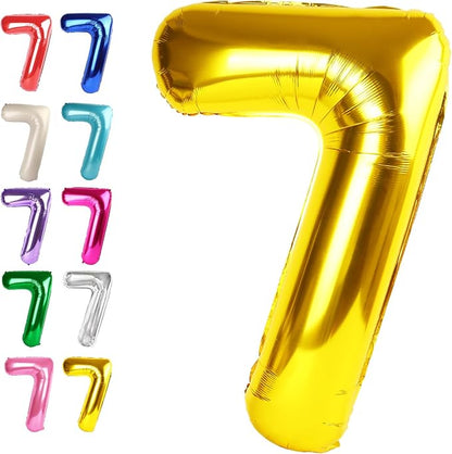 Gold Number 7 Balloon 40 inch, Balloon numbers party supplies, deco photo shoot by Upgesy