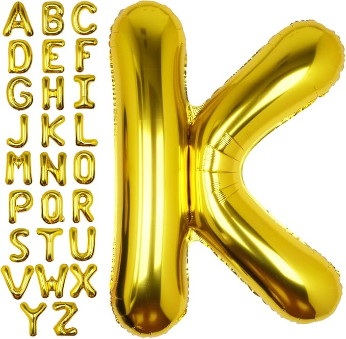 40 Inch Gold Letter K Balloon Big Foil Helium Letter Balloons A-Z | Giant Large by SULALABOO